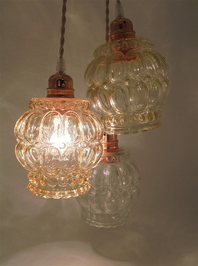Set of 3 vintage hanging lamps