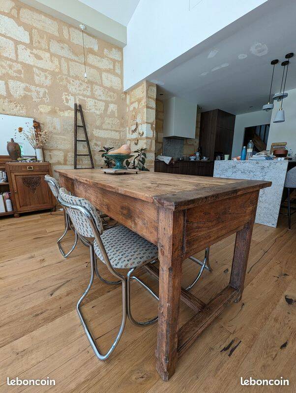 Old farmhouse table in solid elm