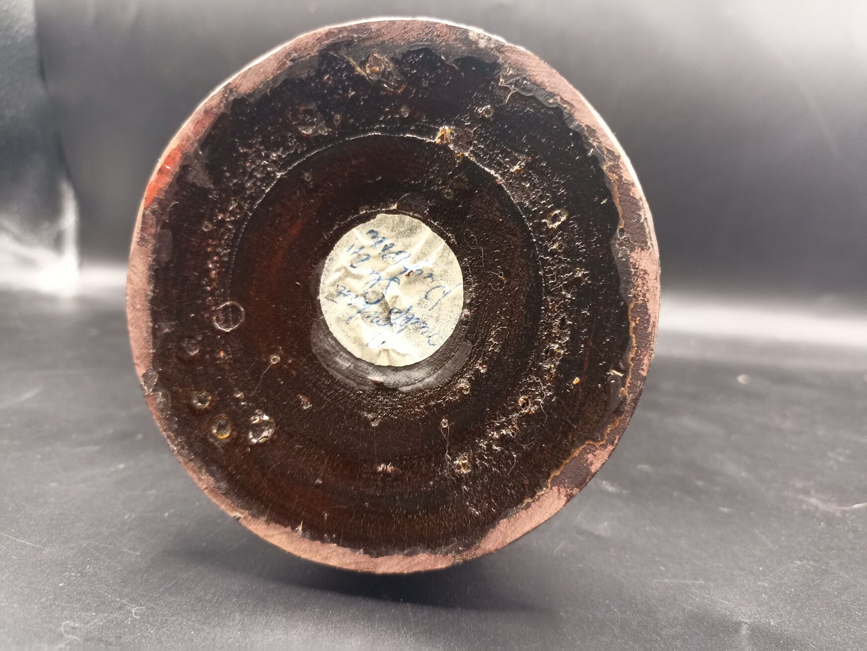 Carved wood amphora vase varnished