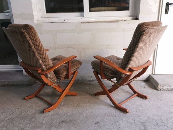 Paire de Fauteuils relax vintage de style scandinave , inclinaison réglable