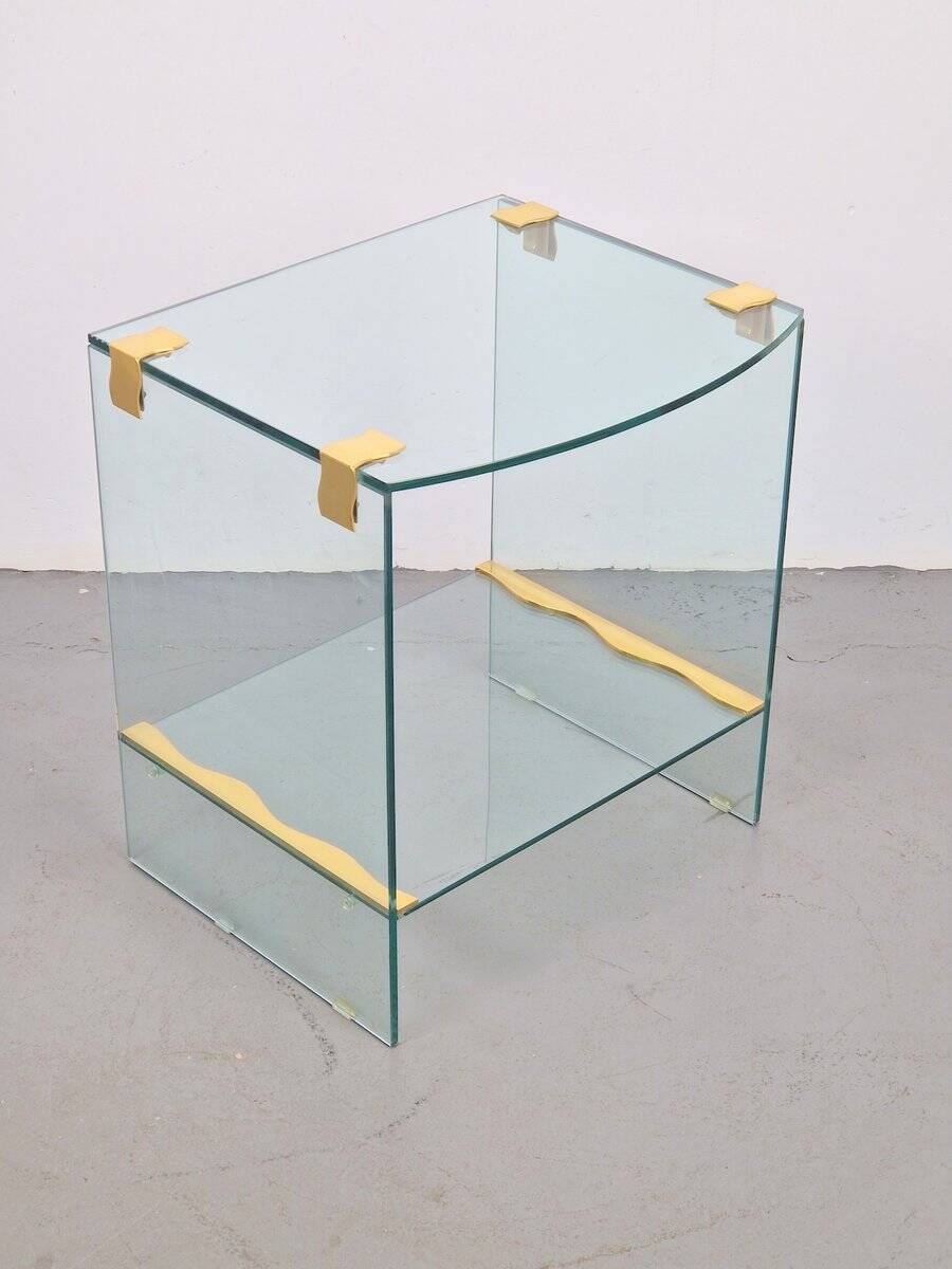 Vintage Regency Brass and Glass Side Table, 1970s