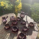 Coffee or tea service in enameled ceramic by Marius Giuge, artisan potter in Vallauris,