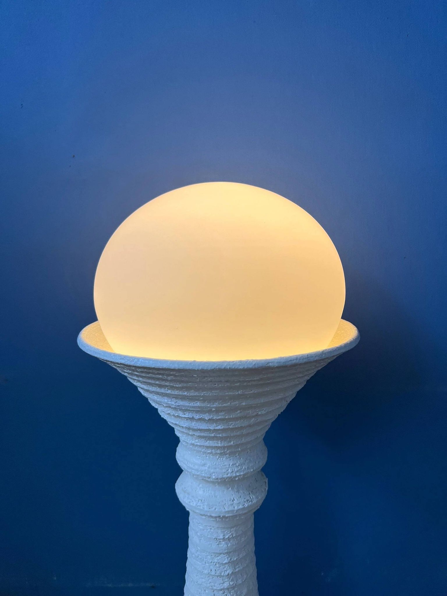 White ceramic floor lamp Mid-Century Space Age by Doria Leuchten