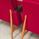 Pair of Drevotex Zamberk armchairs, red fabric and faux leather 1970
