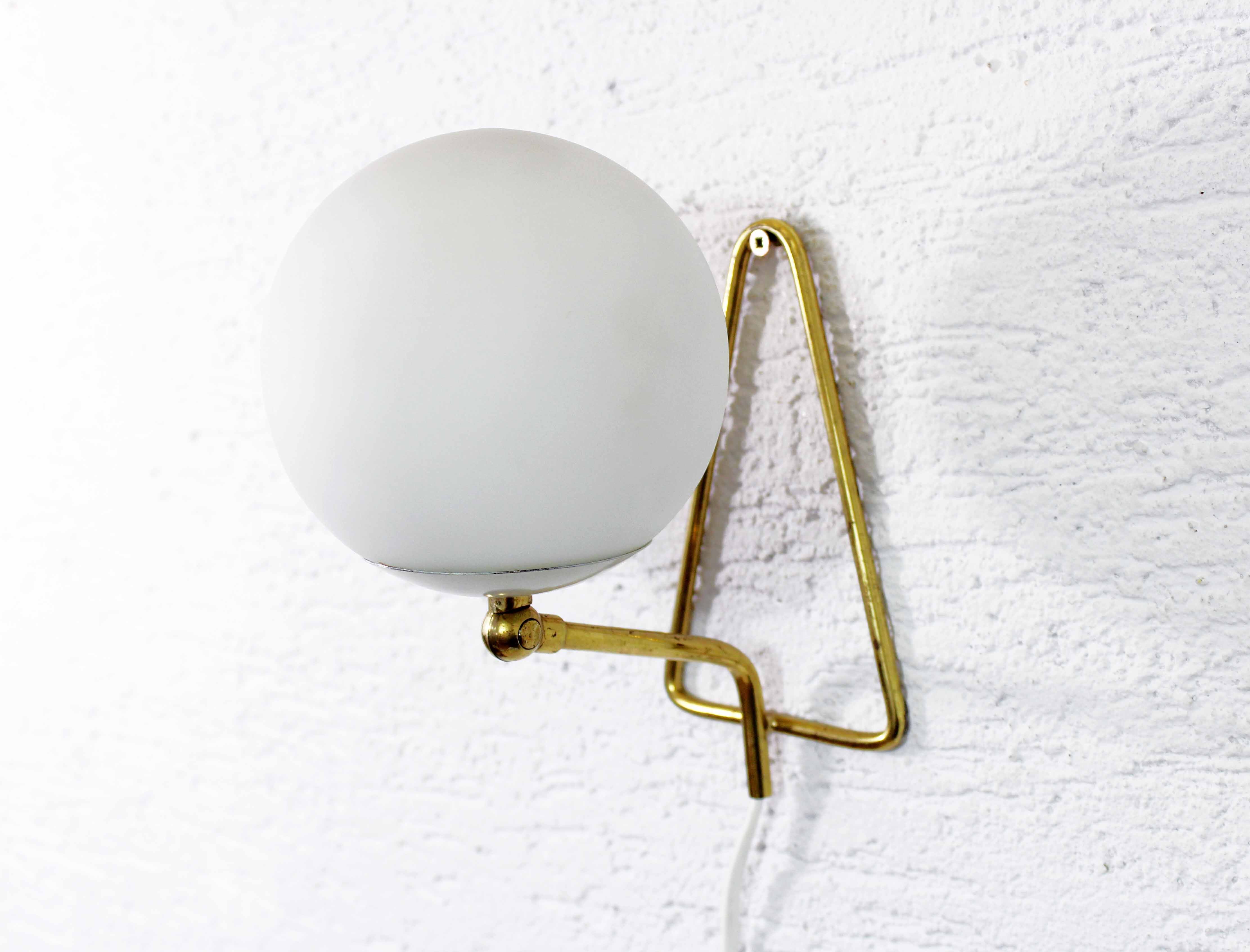 Table or hanging lamp in brass and opal glass 1970