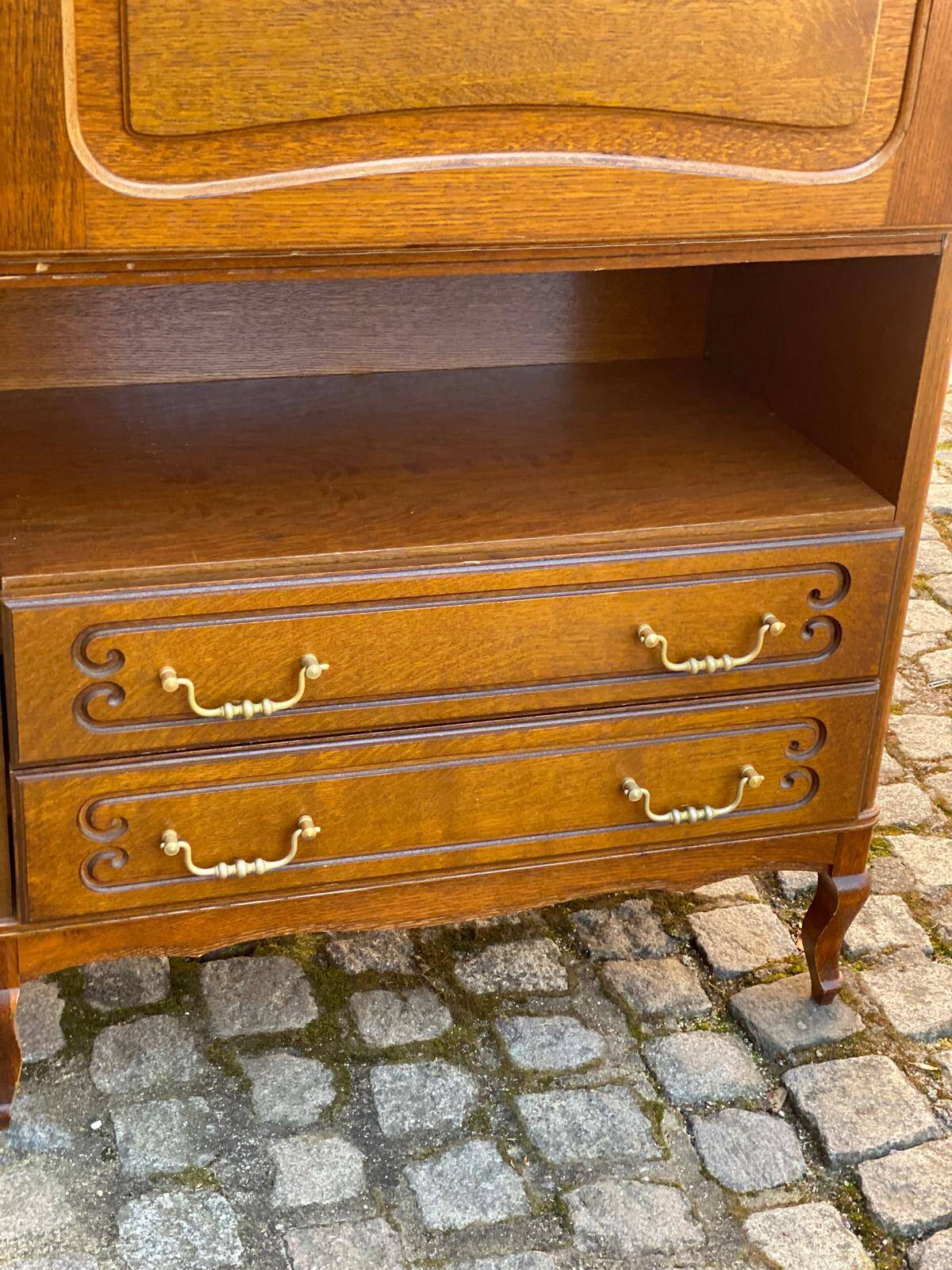 Louis XV Art Nouveau secretary, solid wood, medium satin oak