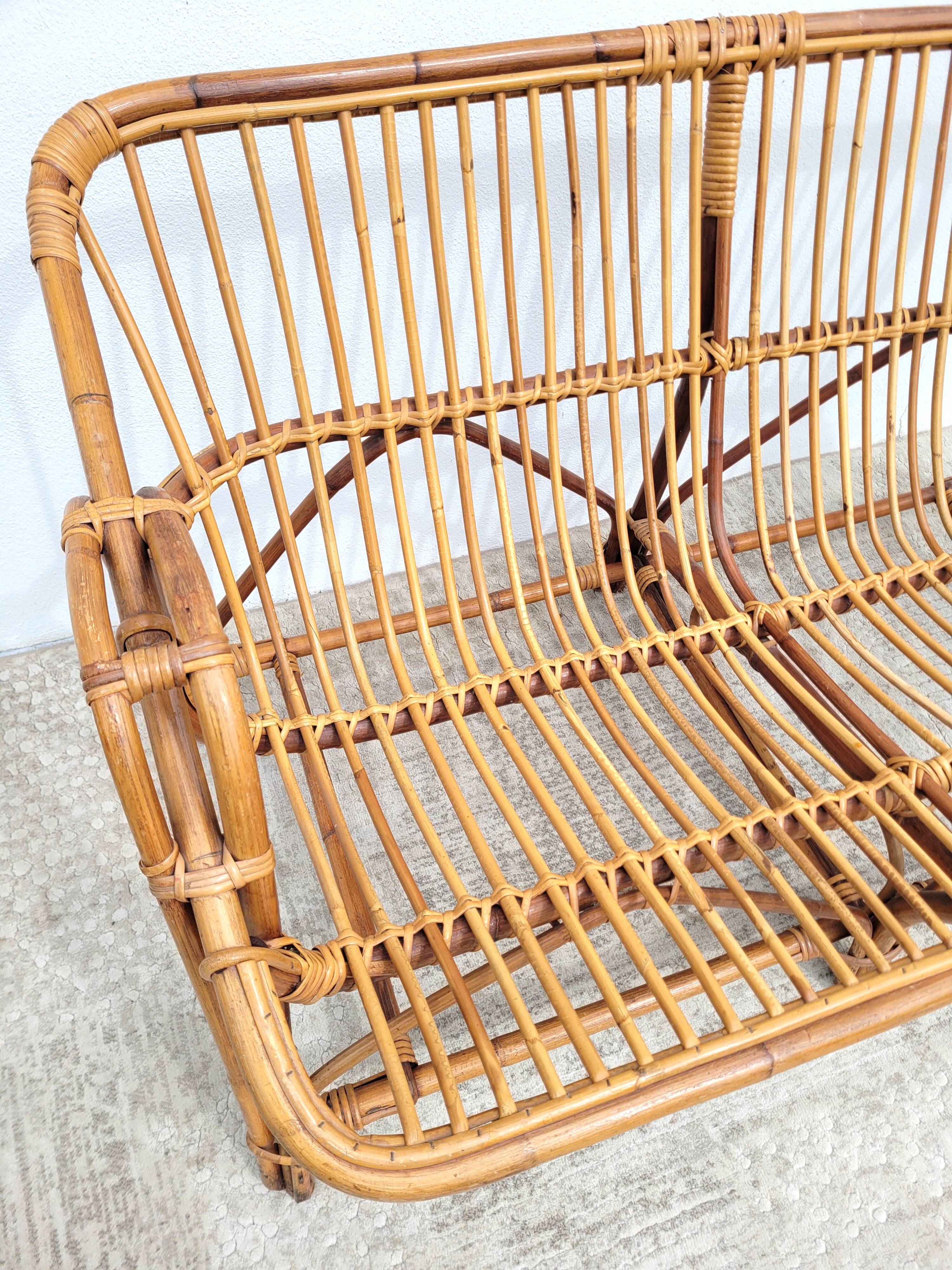 Vintage bench or rattan sofa 1960