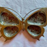 XL butterfly-shaped brass cloisonné trinket tray