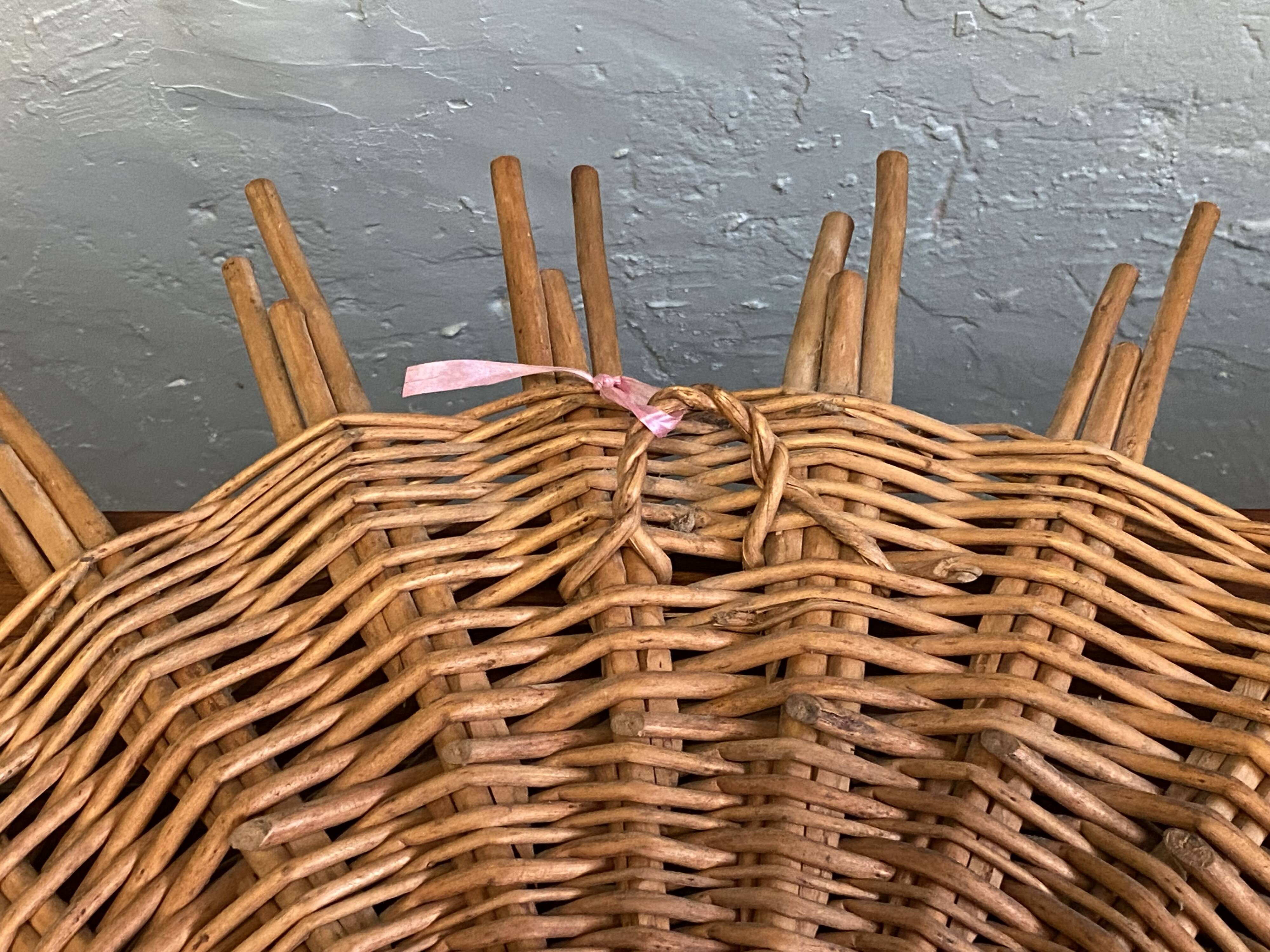 Large vintage mirror in rattan 60s bamboo wicker