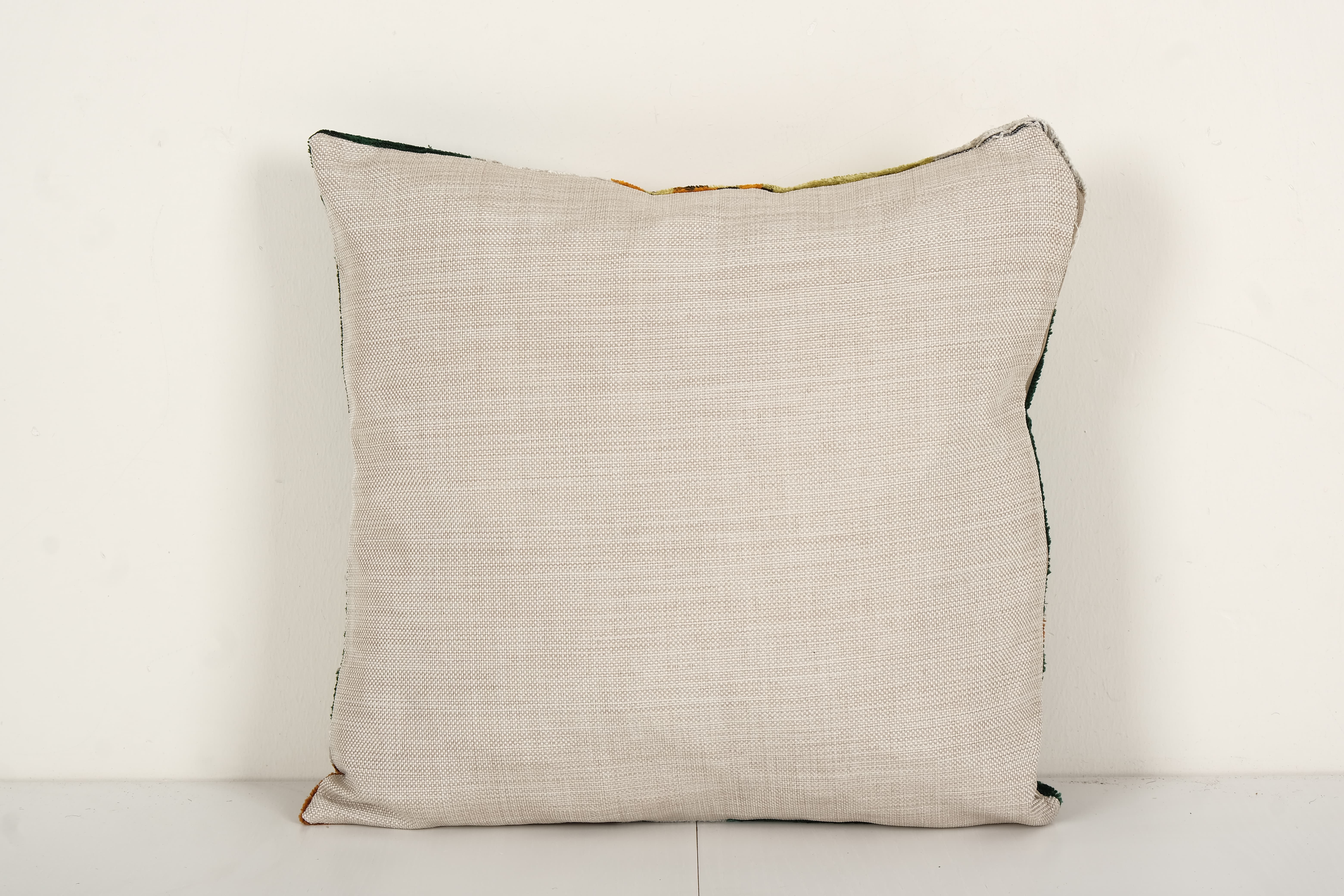 Square Silk Tiger Ikat Velvet Pillow, Yellow Animal Pattern Ethnic Cushion, Handloom Ethnic Pillow