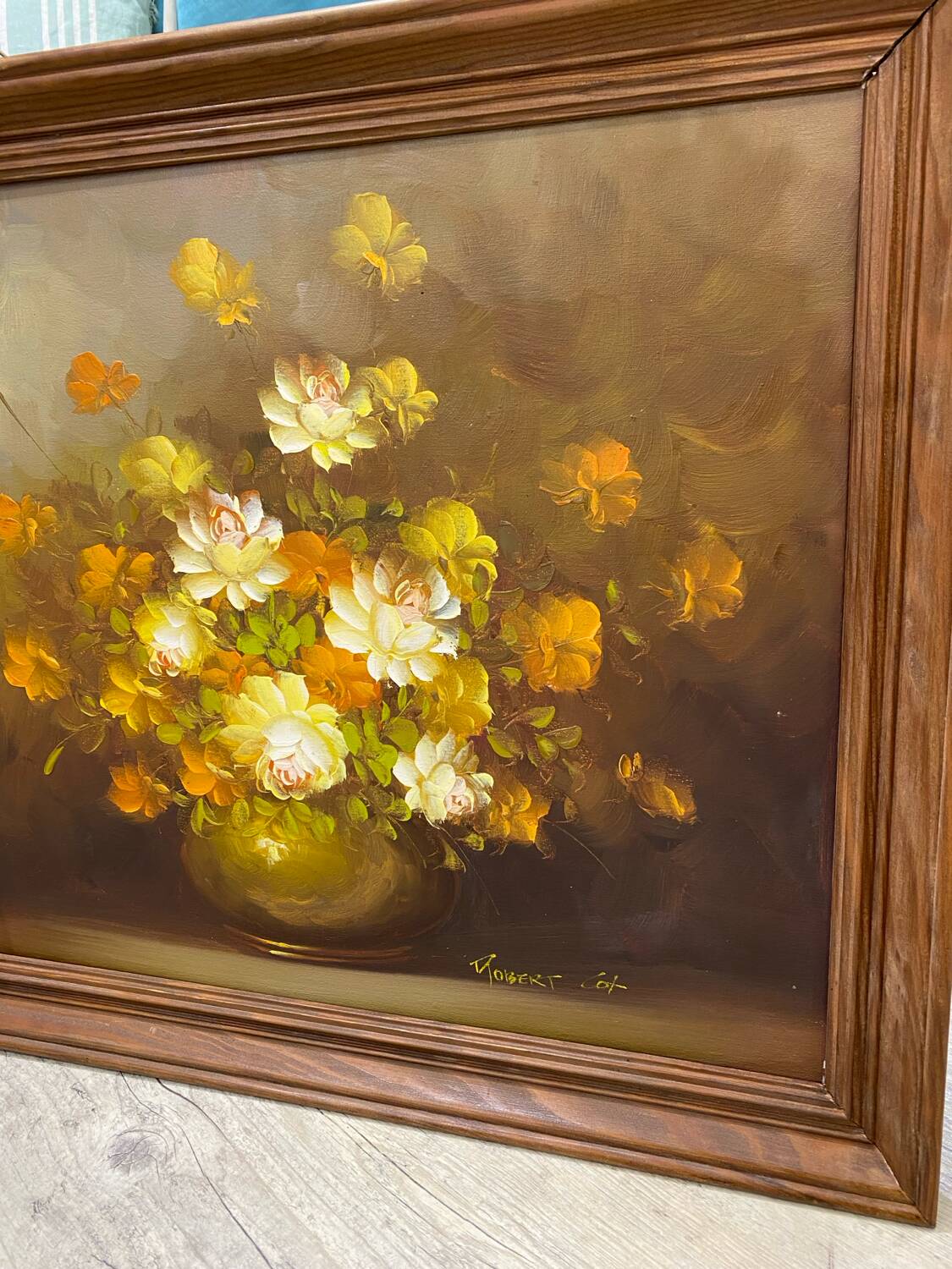 Oil on canvas bouquet flower Robert Cox