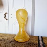 Vintage tulip shaped vase with flat base, in frosted (matte) blown glass