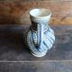 Vintage German Westerwald stoneware jug with cobalt blue floral relief
