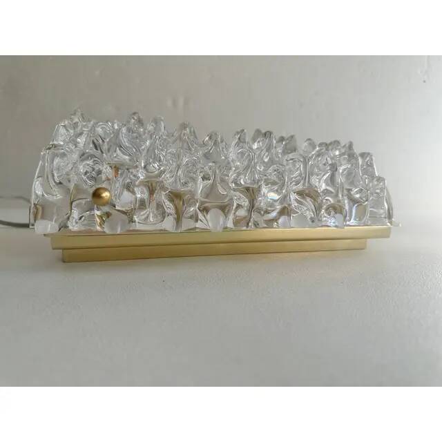 A Pair Barovier Art Deco Rostrato Clear Italian Murano Glass Wall Sconces