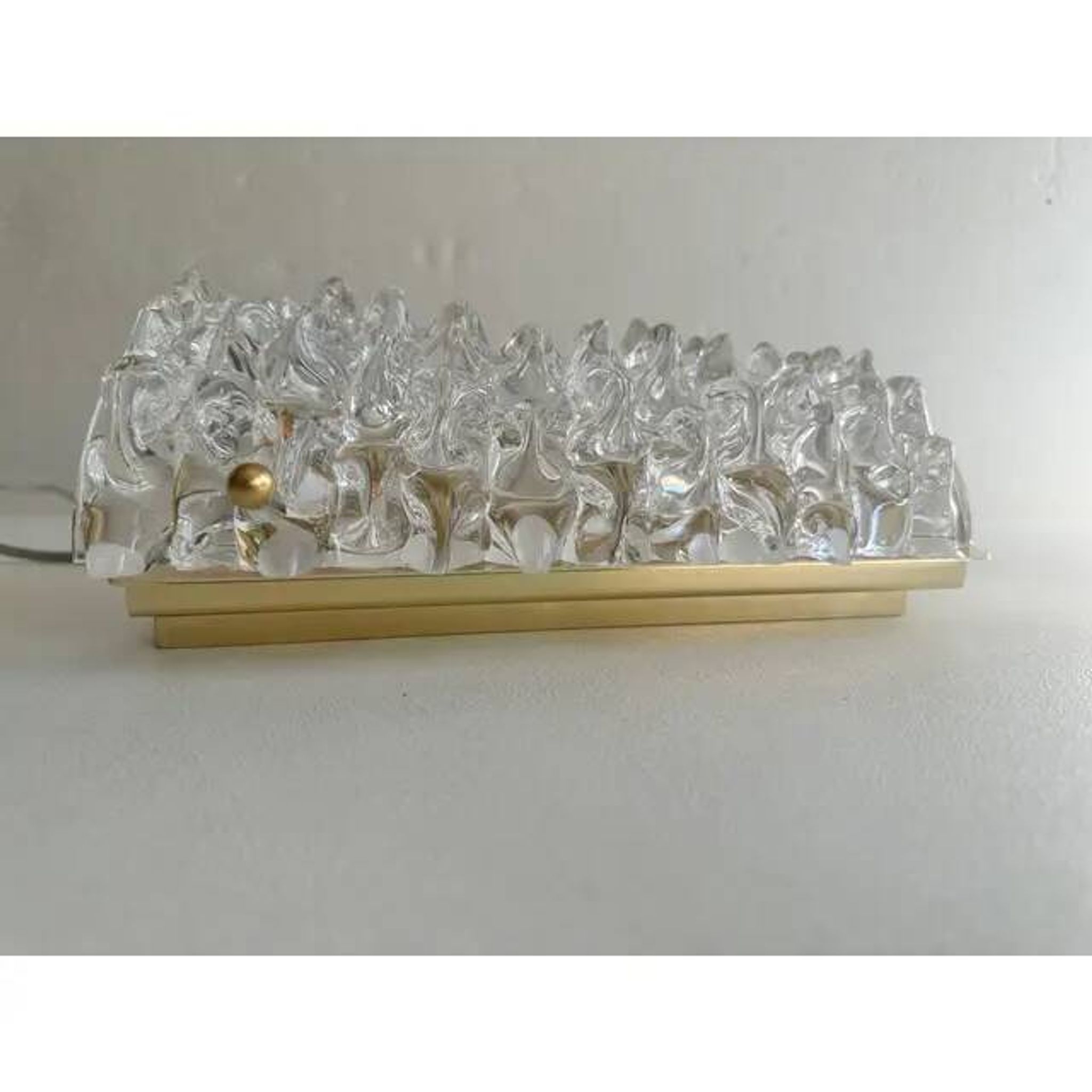 A Pair Barovier Art Deco Rostrato Clear Italian Murano Glass Wall Sconces