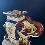 Vintage 70s xl ceramic elephant plant pot - brown