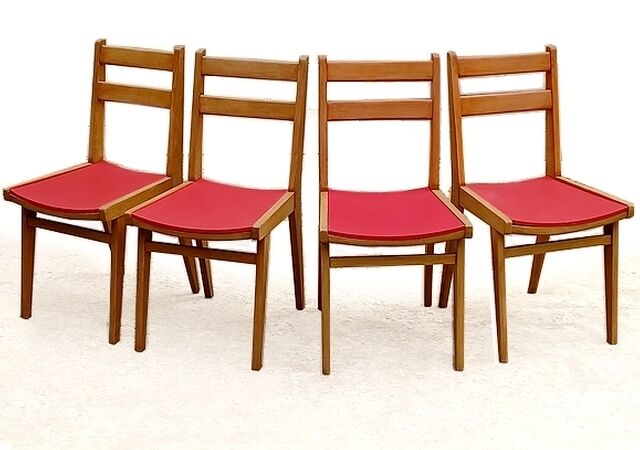 Vintage chairs 1950s wood and skai
