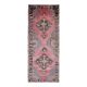 Vintage Turkish hand-knotted wool cotton pink area rug 180x475