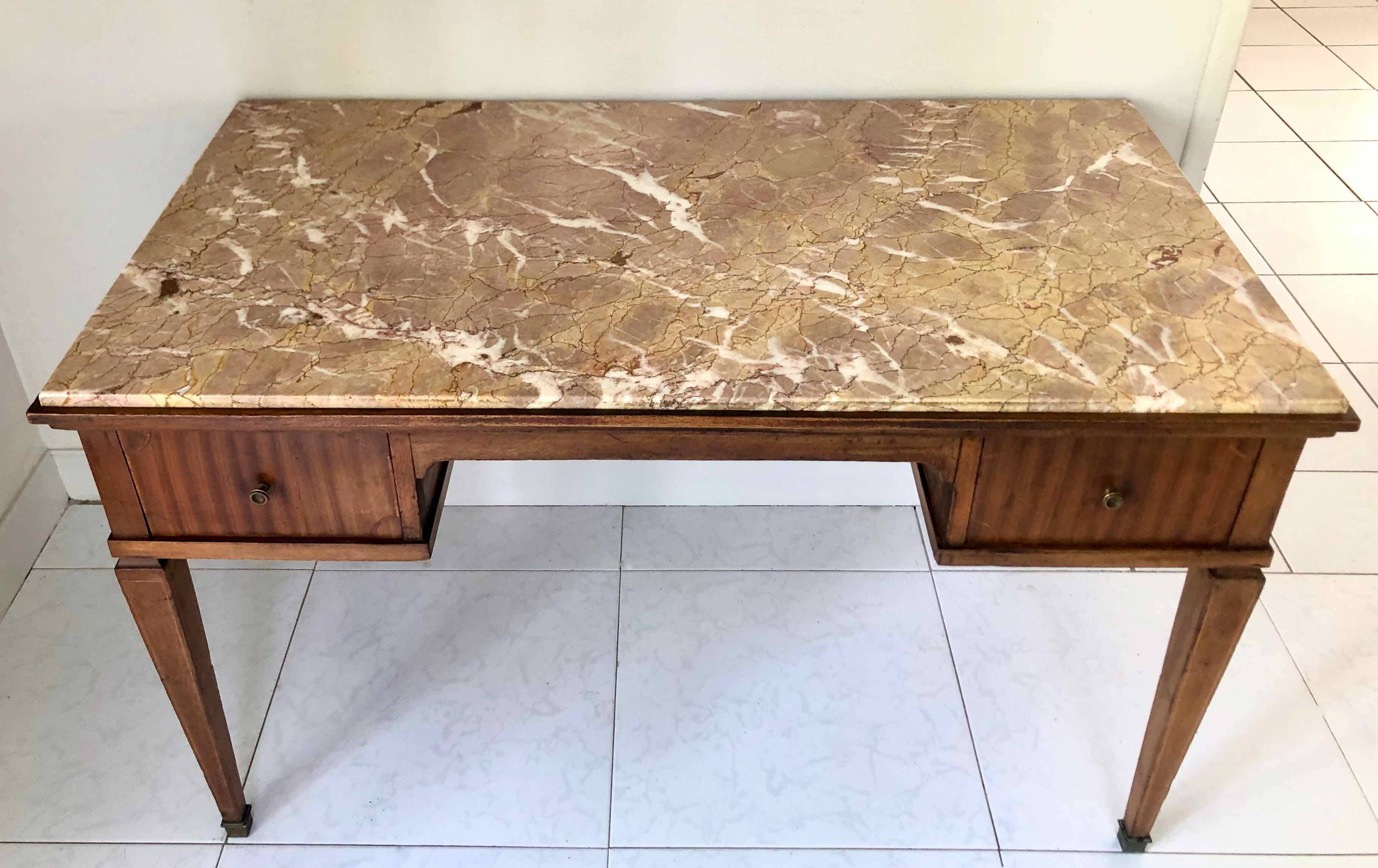 Wood and pink marble desk