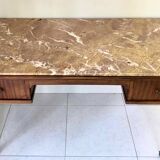 Wood and pink marble desk