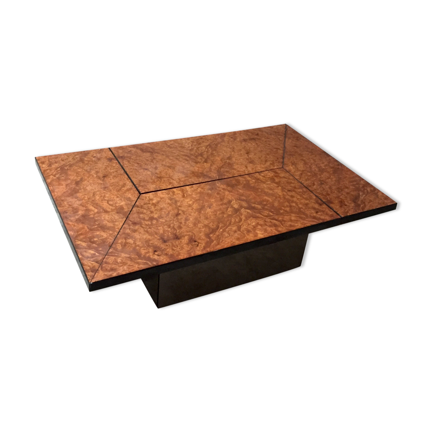 Table in elm magnifying glass by Paul Michel, 1970 Roche Bobois