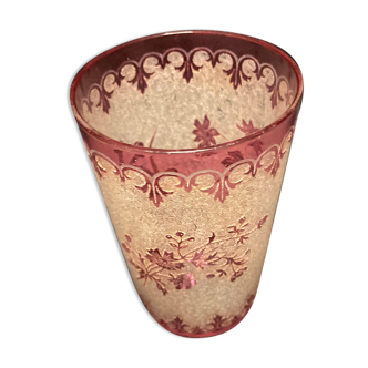 Verre dit de mariage gravé rose XIXème