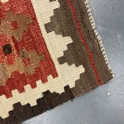 Handwoven Wool Kilim Rug, Modern Geometric Flatweave Carpet 180 x 119 cm