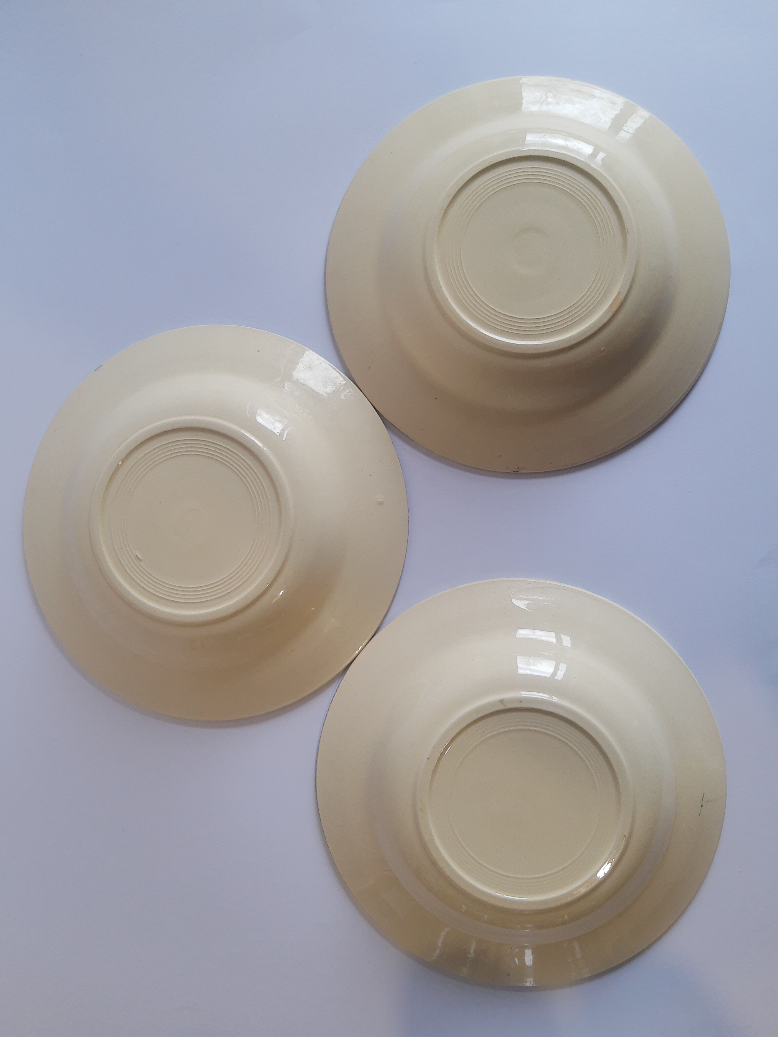 Set of 3 vintage old soup plates