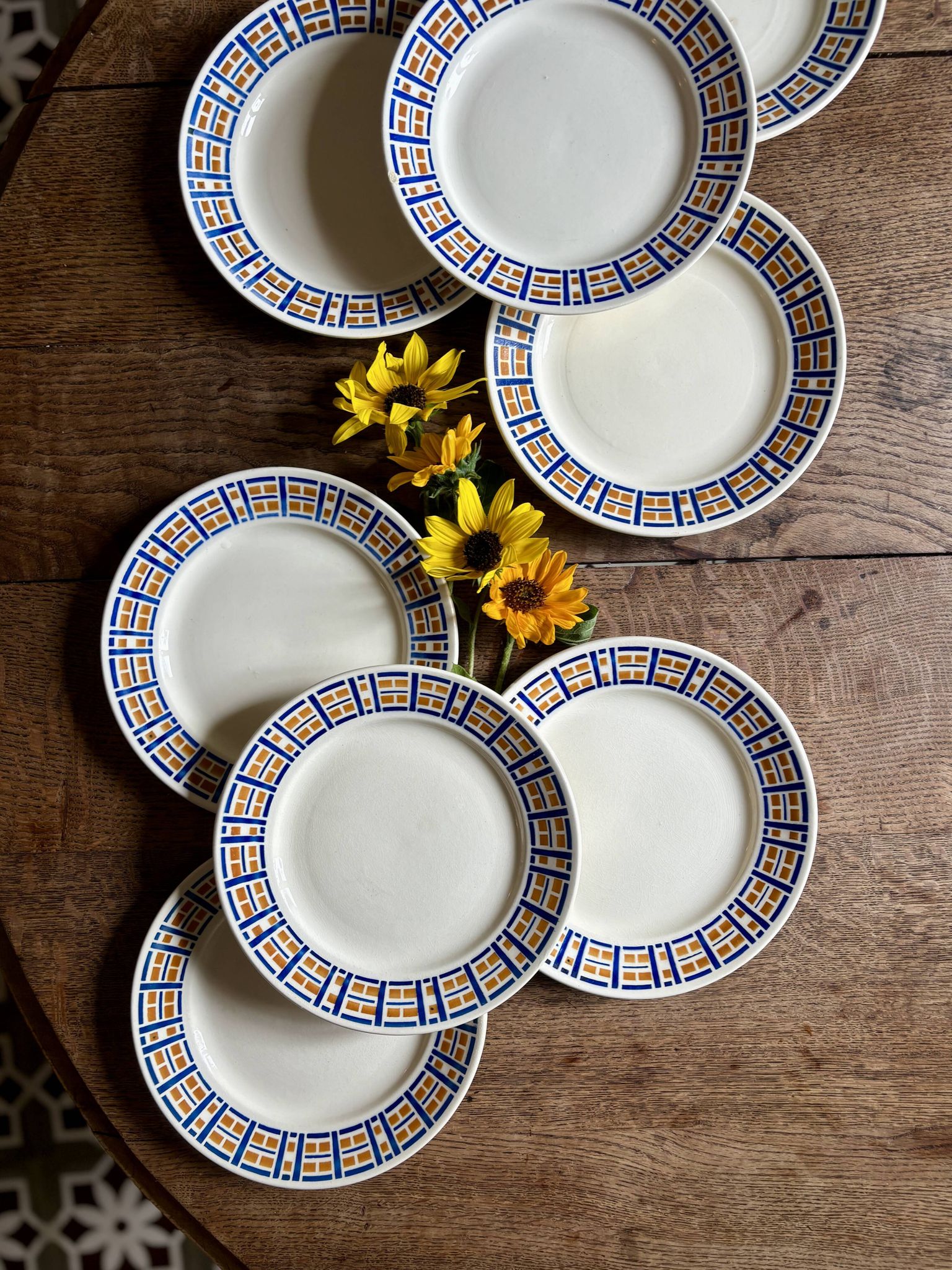 Set of 8 antique flat plates - Robinson de Badonvillier