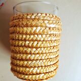 Basket and glass holder woven straw