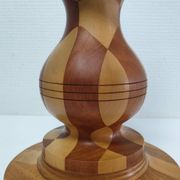 Turned wooden lamp and vintage wood inlay