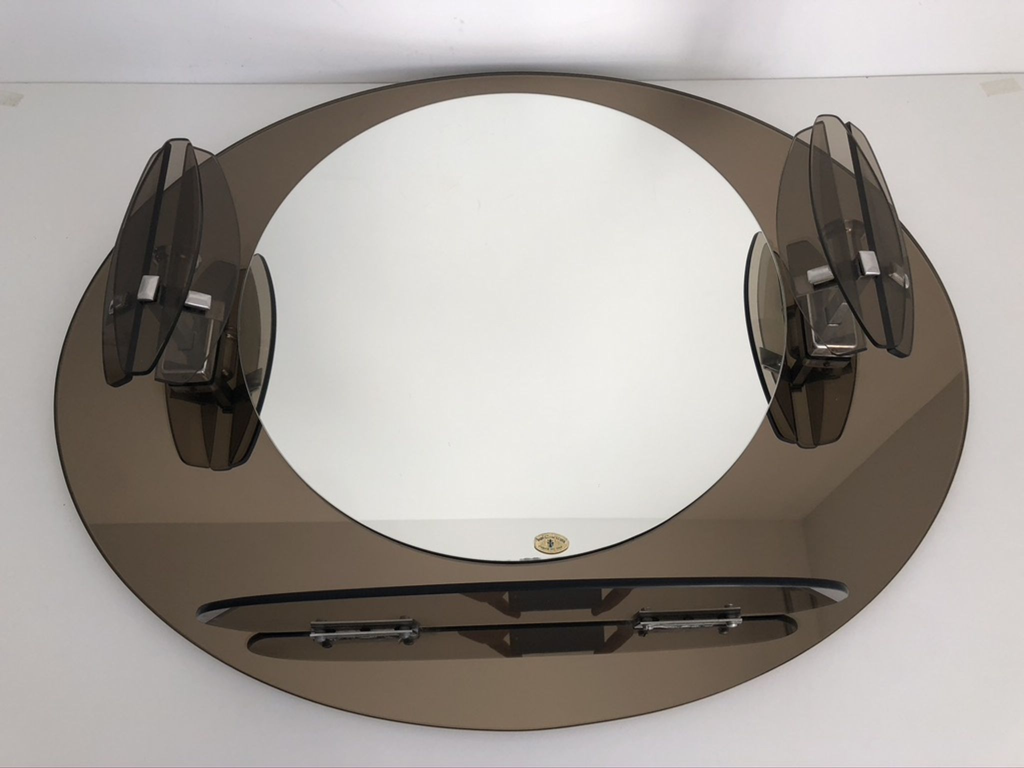 Lupi Crystal Luxor Mirror with 2 integrated wall lights and shelf