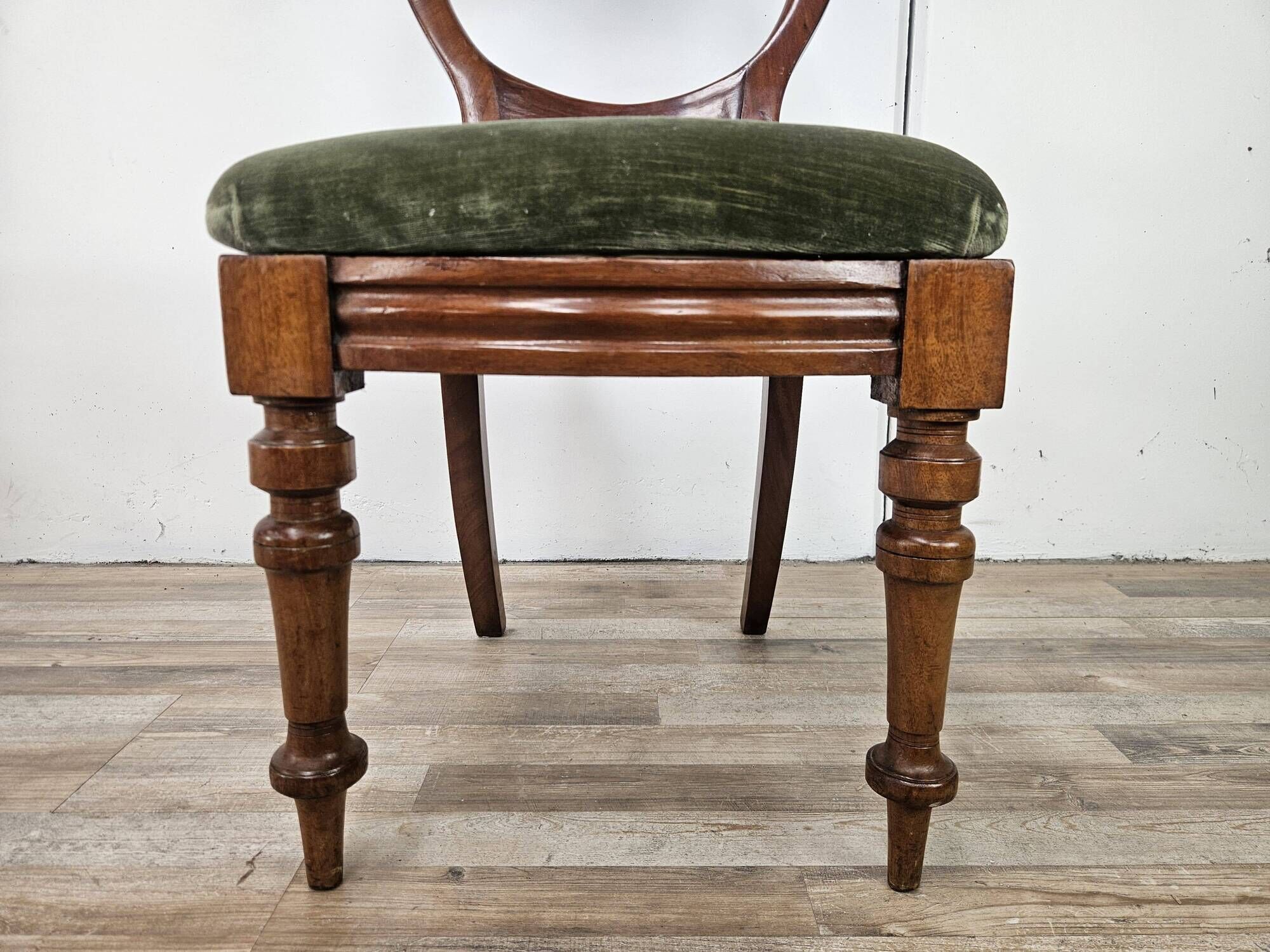 Four solid wood chairs with fabric seats, late 19th century