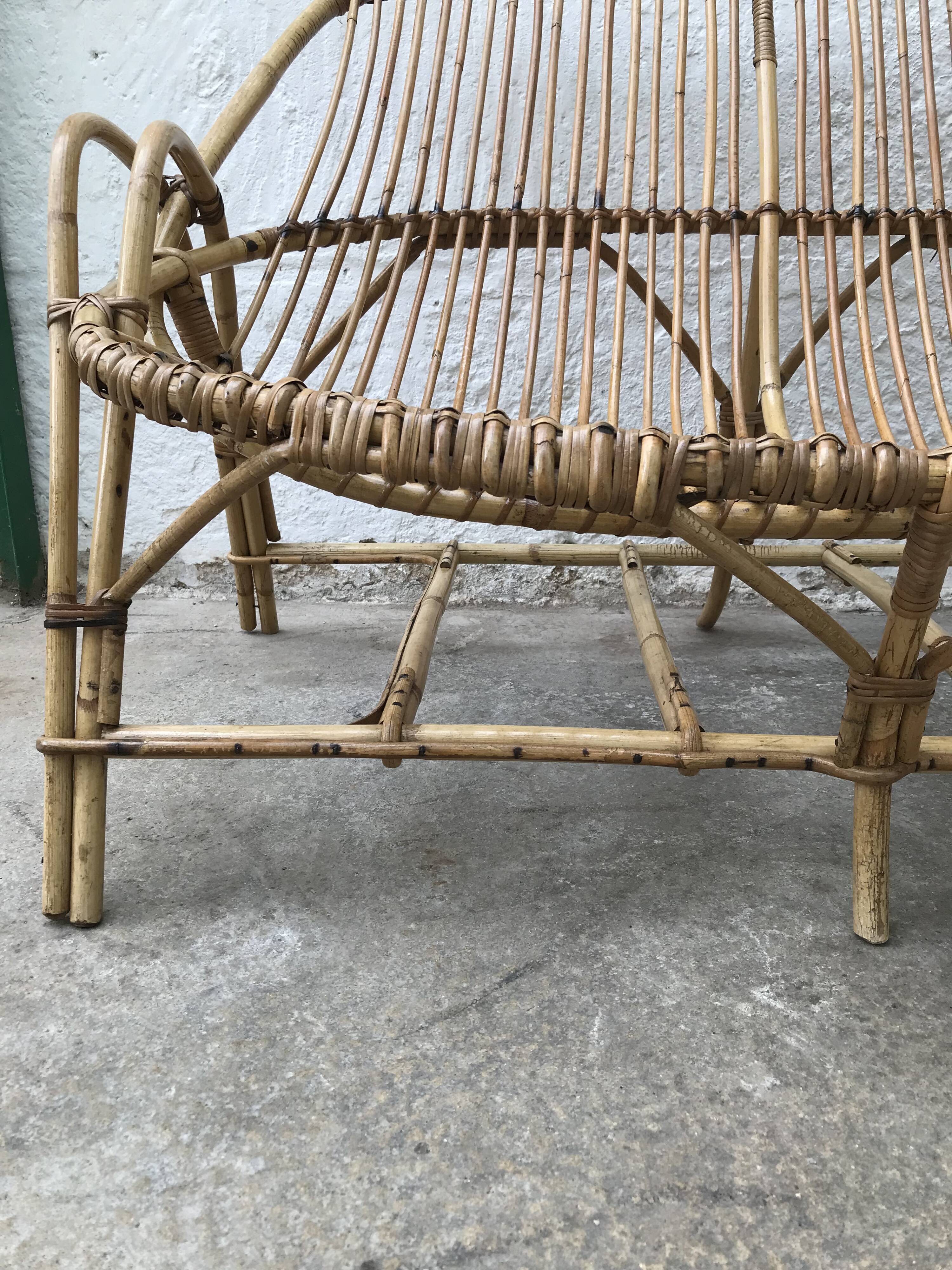 Vintage rattan bench
