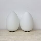Set of 2 Vintage egg shaped opaline glass table lamp , 1970s
