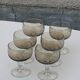 6 champagne glasses in brown and transparent glass vintage 1970
