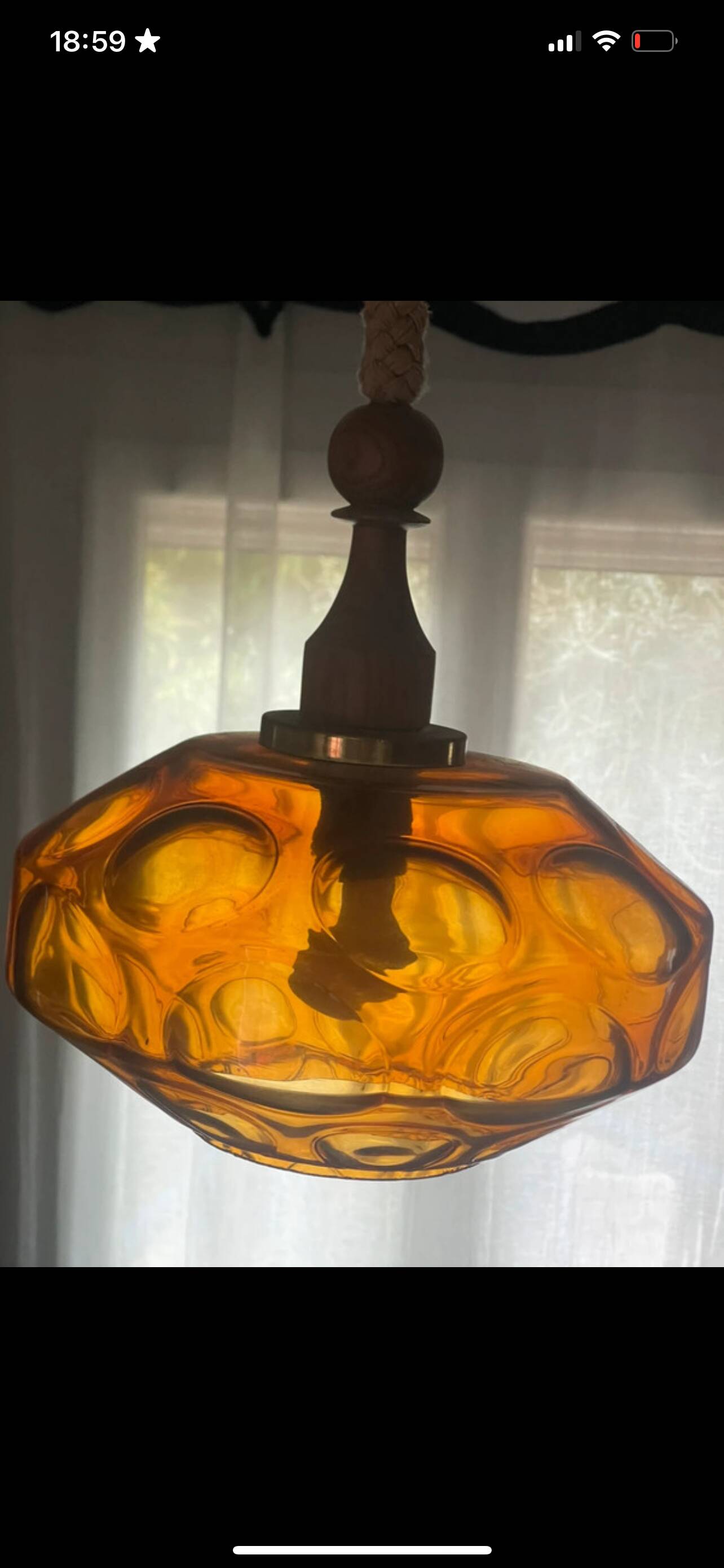 Vintage glass and teak suspension