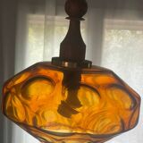 Vintage glass and teak suspension