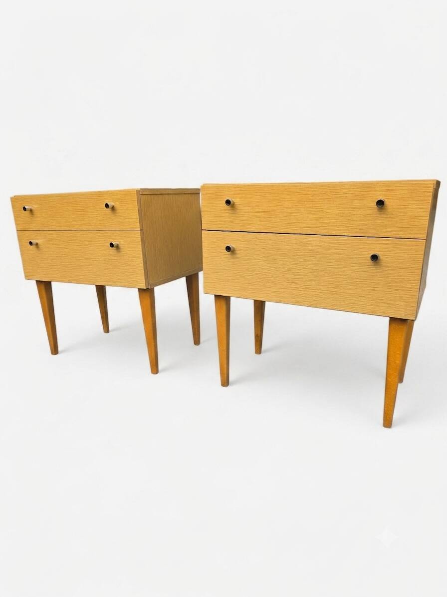 Pair of Scandinavian oak bedside tables from the 1960s.