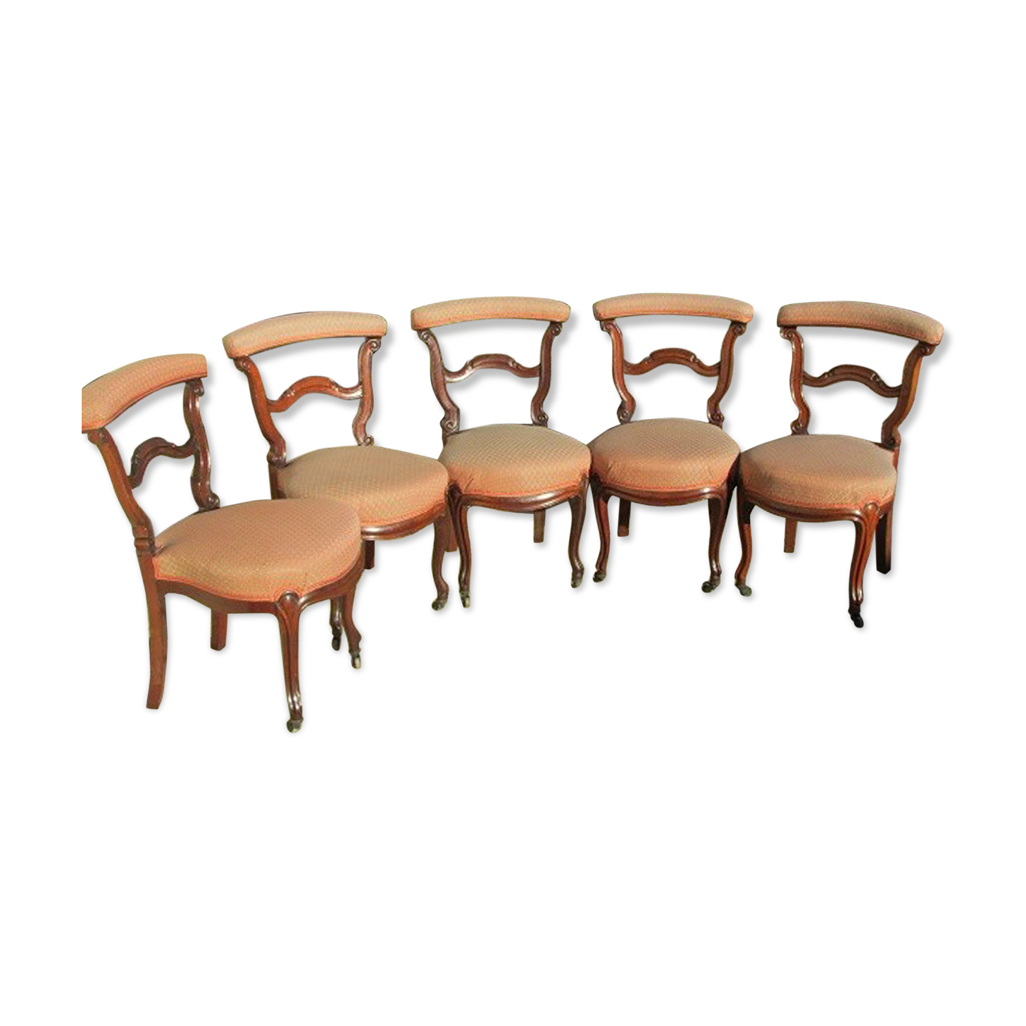 Lot of 5 chairs called pontoon or voyeuristic, Napoleon III , mahogany