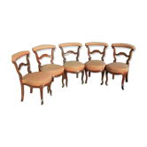Lot of 5 chairs called pontoon or voyeuristic, Napoleon III , mahogany