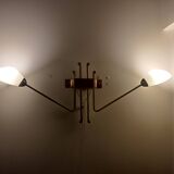 Important wall lamp brass opaline glass 1960s