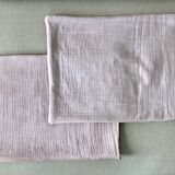 Pair of cushion covers, old tapestry and cotton gauze