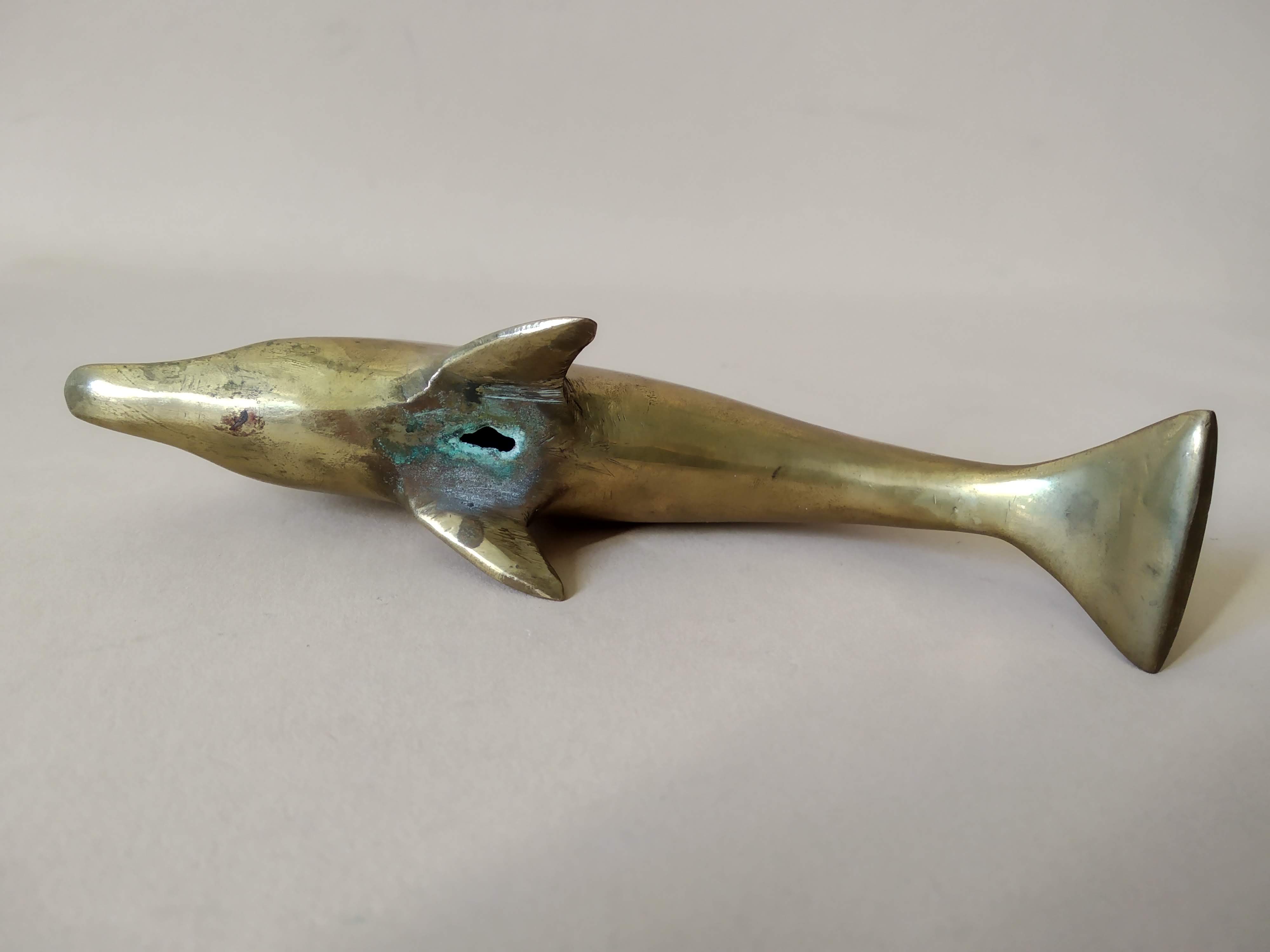 Patinated brass dolphin
