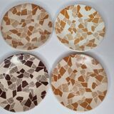 Set of four Terrazzo plates matched with gien earthenware, 22.5 cm