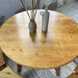 Set of round table and 4 rounded benches, 1950