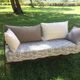 Lit banquette ancien fer forgé avec coussins