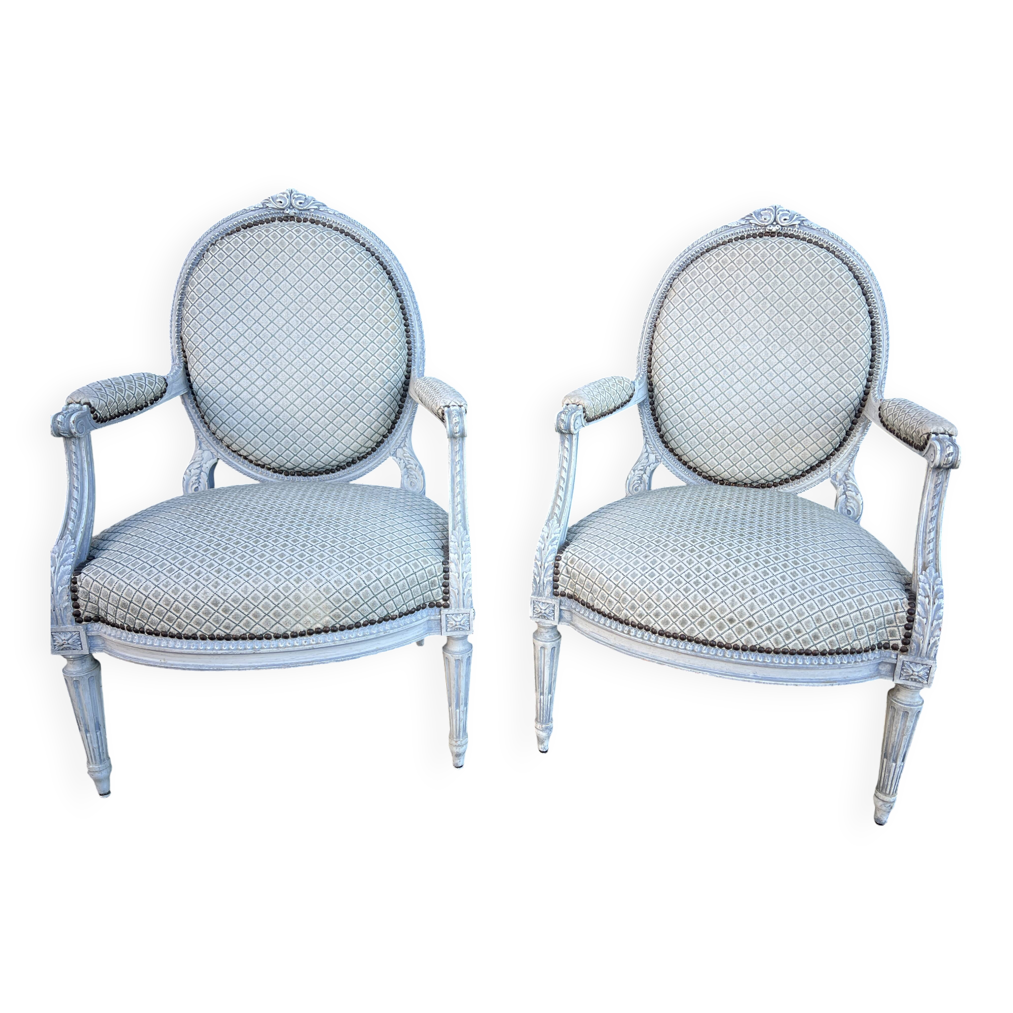 Pair of Louis XVI style armchairs