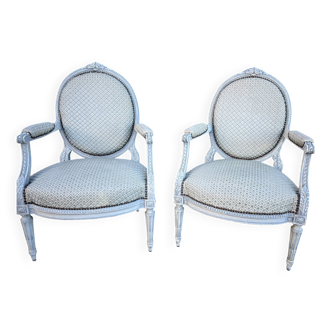 Pair of Louis XVI style armchairs