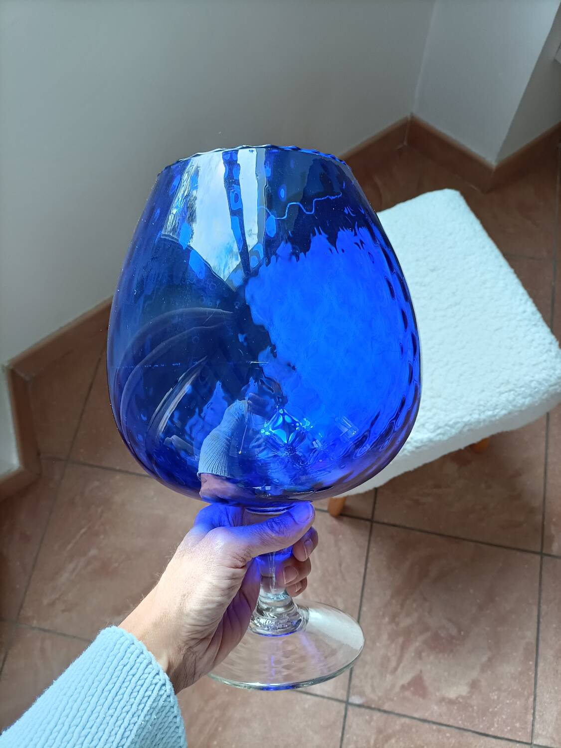 Très grand verre / vase Empoli Bleu